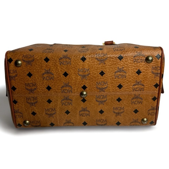 MCM Vicetos Monogram Cognac Boston Bag - Picture 6 of 12